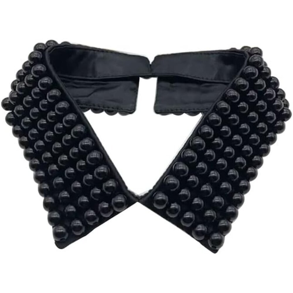 Statement Necklace for Women Girls Simulated Pearl Beaded Bib Detachable False C